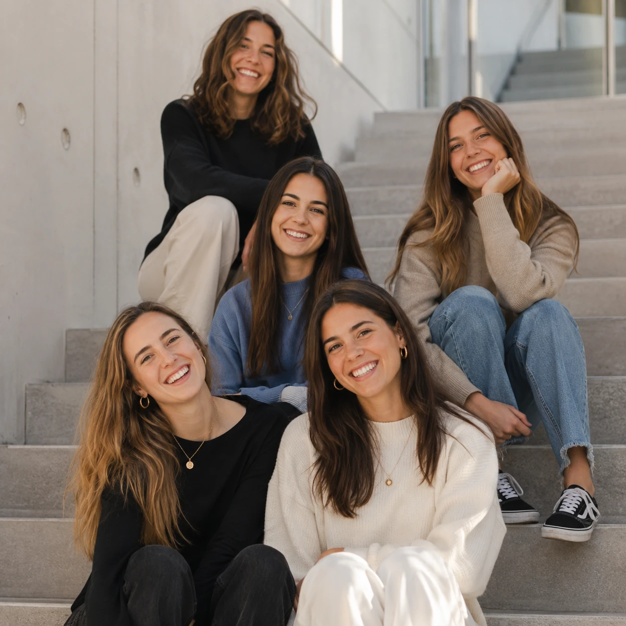 Grupo de creadoras sonriendo juntas