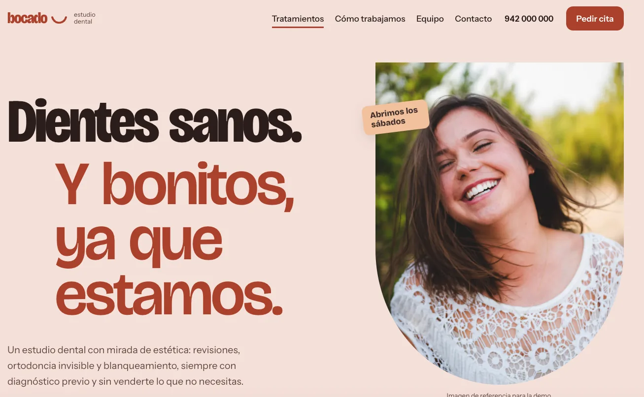 Ejemplo de diseño web para clínica dental: Bocado, fresco y con carácter